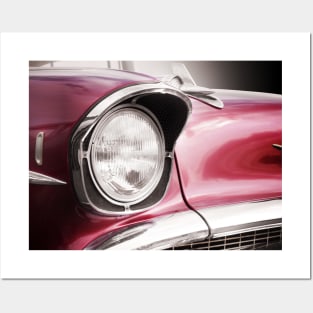 American classic car Bel Air 1957 Headlight Posters and Art